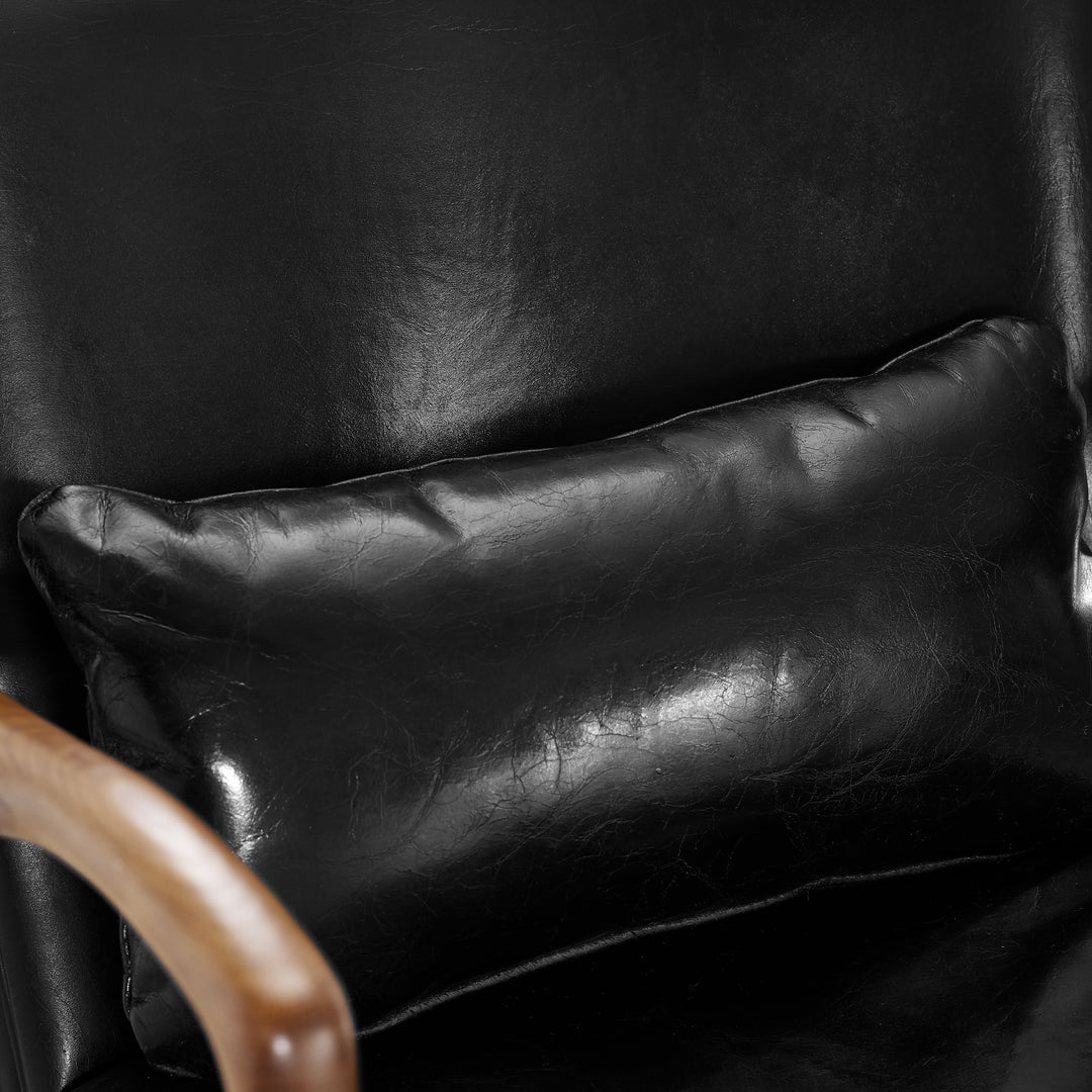 Wood Frame Leather Sling Chair - Black