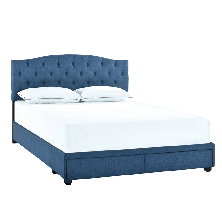 King Tufted Storage Bed - Denim