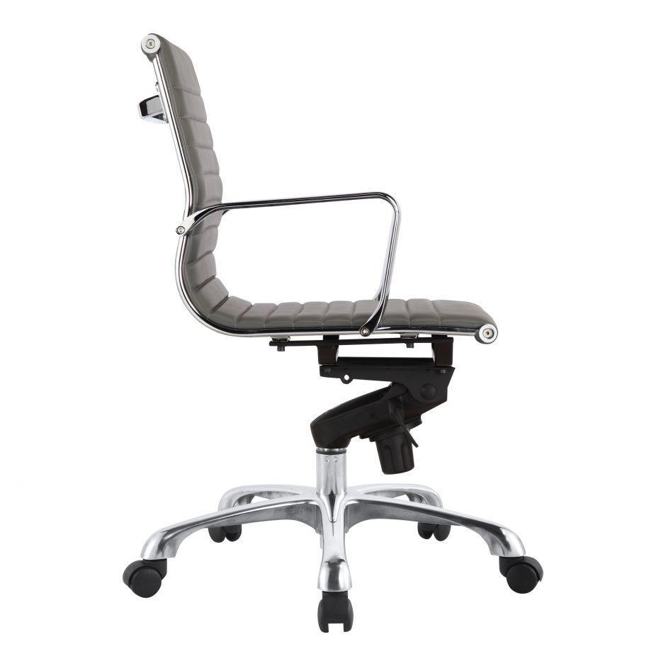 Studio Swivel Office Chair Low Back Grey Vegan Leather