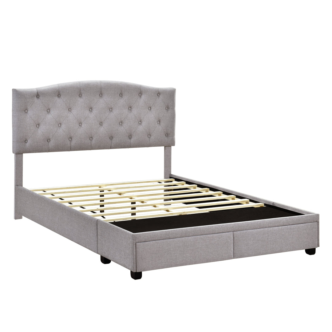 King Tufted Storage Bed - Glacier