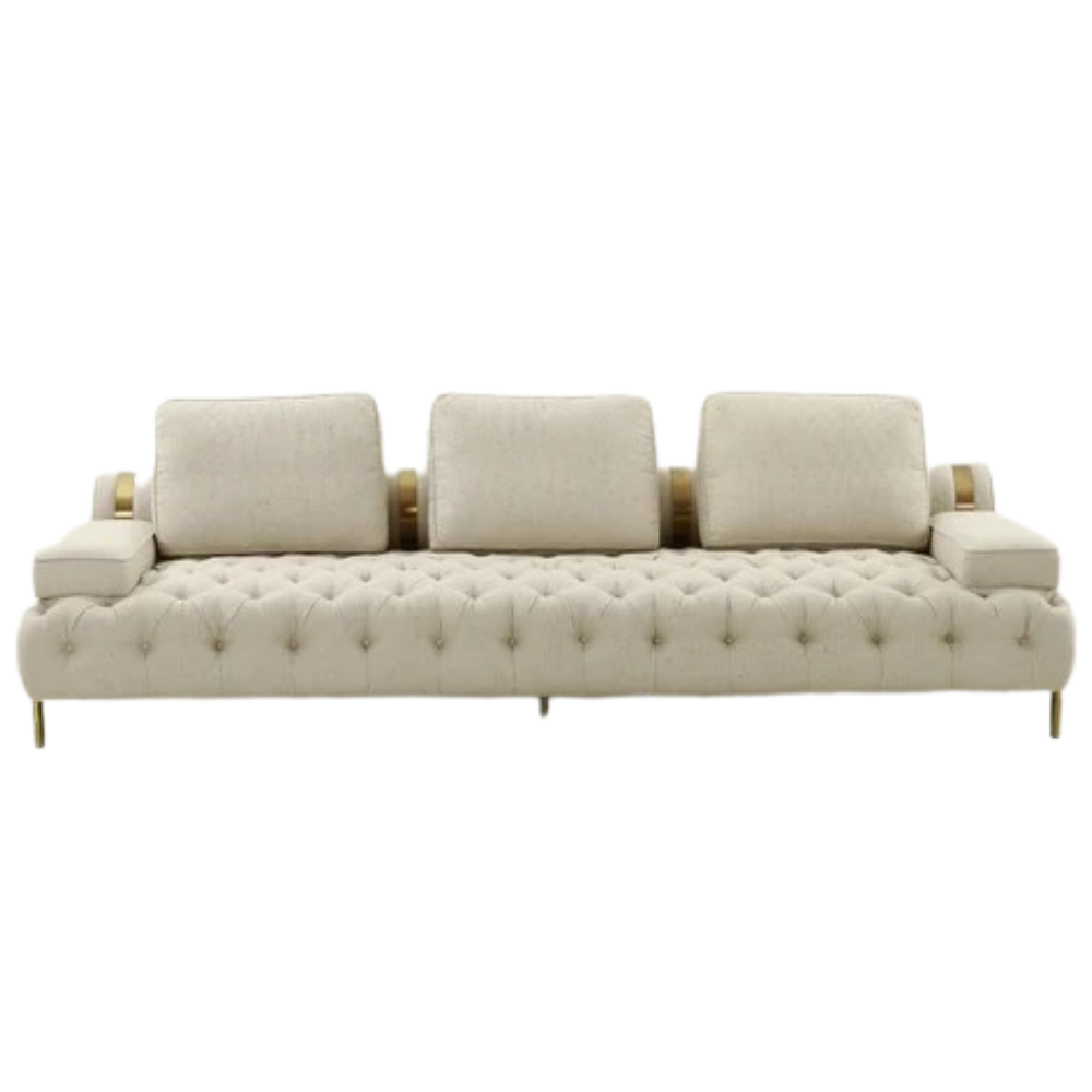 Tufting Beige 4-Seater Sofa