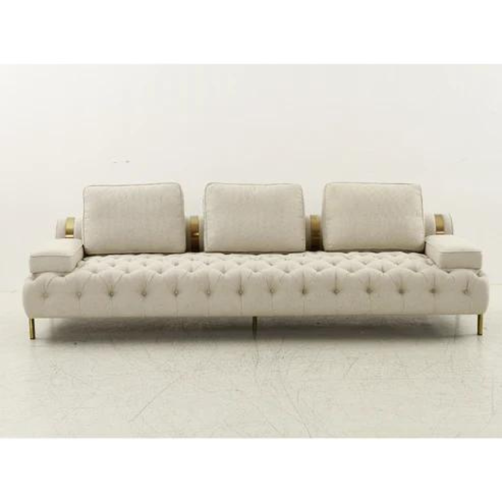 Tufting Beige 4-Seater Sofa