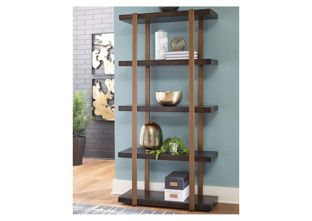 Beckville Metallic,Brown/Beige Bookcase (6615650500704)