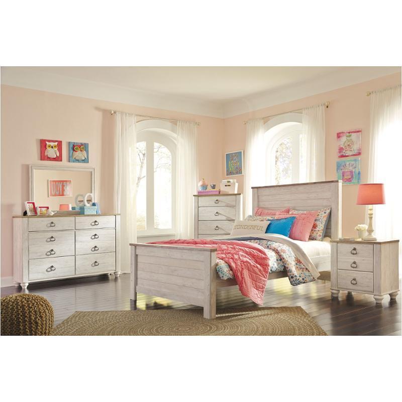 Willowton - Whitewash Twin Panel Bed set - Al Rugaib Furniture (4579537092704)