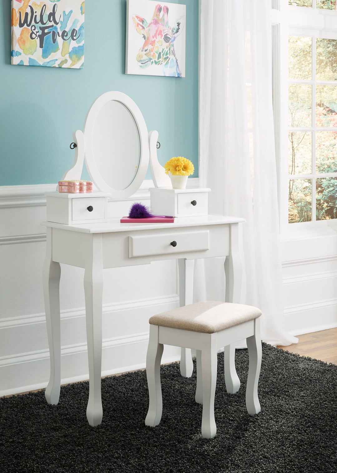 Kaslyn Full Day Bed Vanity/Mirror/Stool (6599955906656)