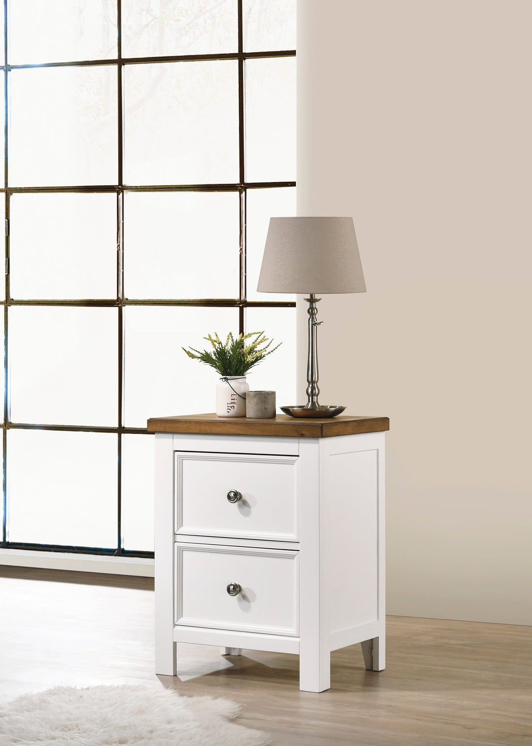 Two Drawer Night Stand (4804618354784)