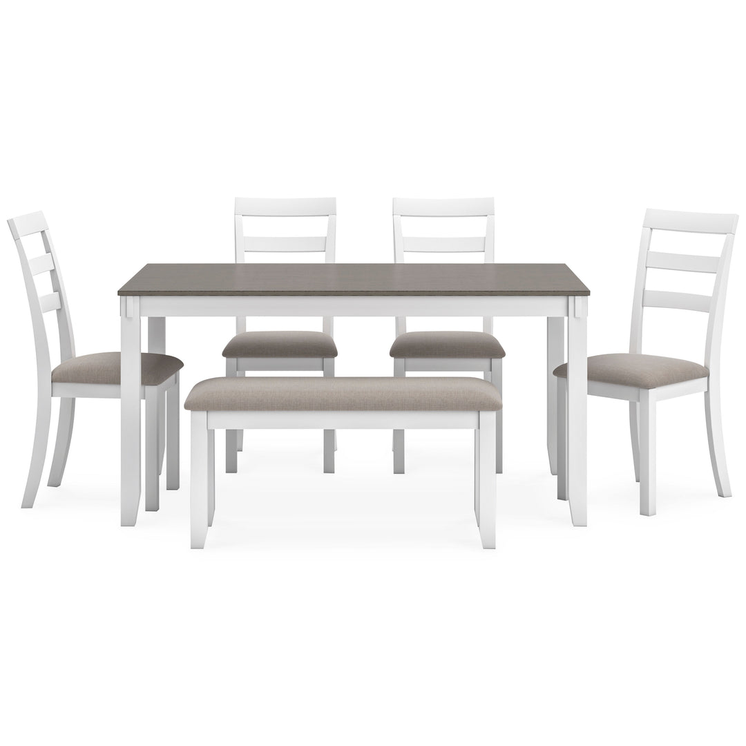 Stonehollow Dining Table and Chairs with Bench (Set of 6)