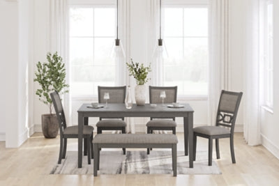 Wrenning Dining Table and 4 Chairs and Bench (Set of 6)