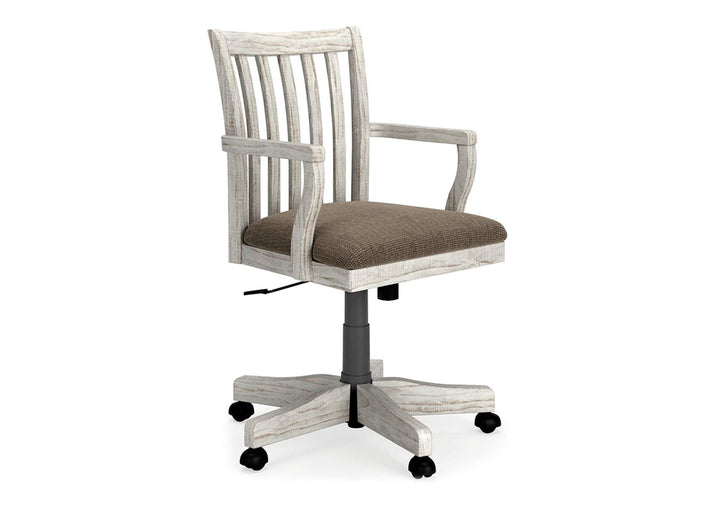 Havalance White,Brown/Beige Desk Chair (6615643783264)