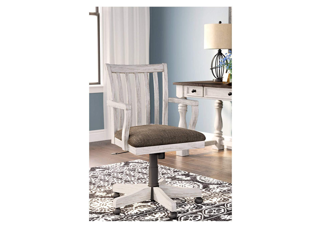 Havalance White,Brown/Beige Desk Chair (6615643783264)