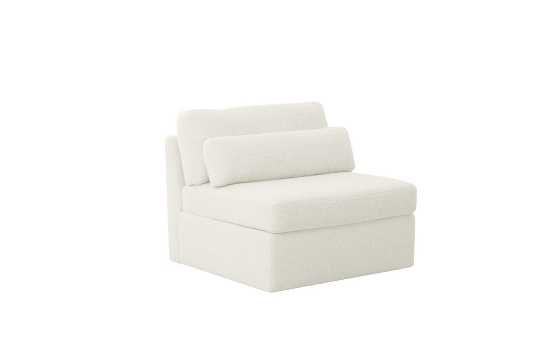 Teddy white boucle armless chair