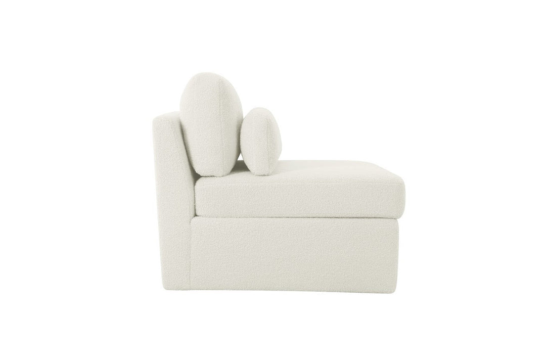 Teddy white boucle armless chair