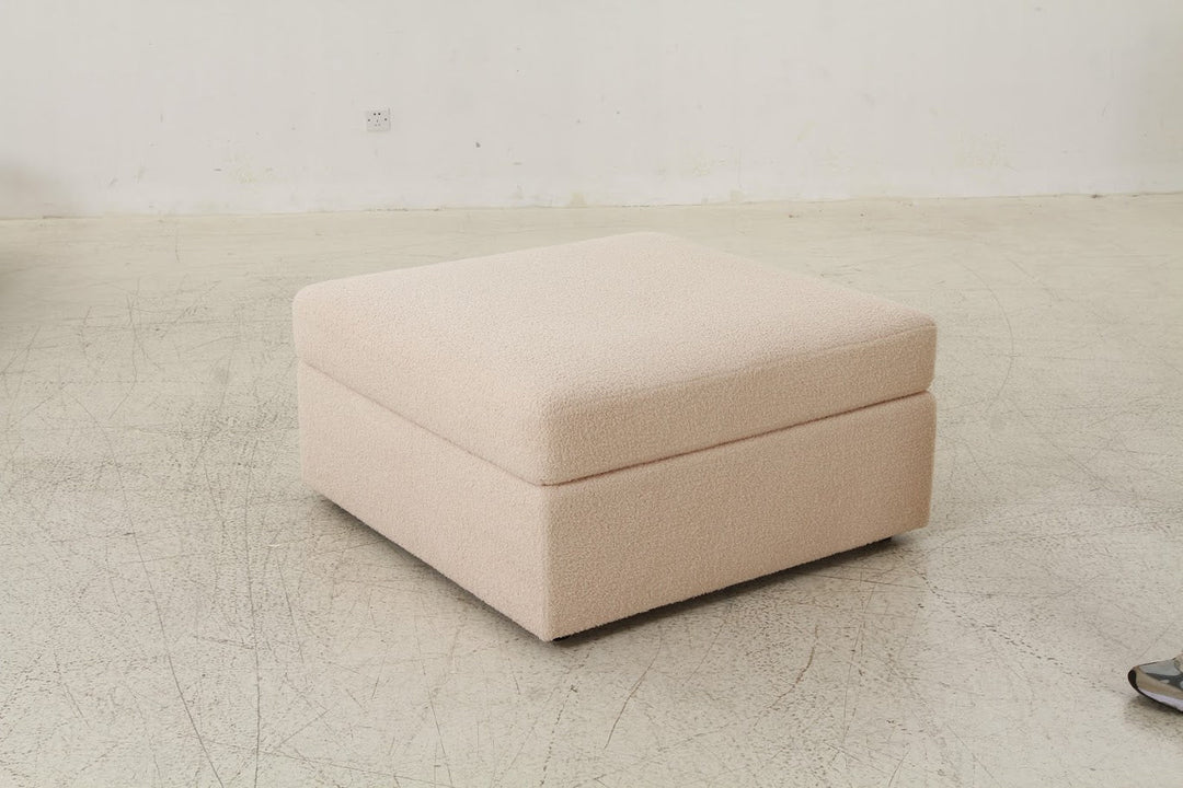 Teddy beige boucle ottoman