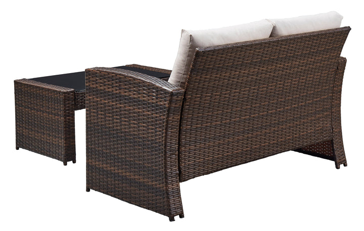 East Brook Nuvella Outdoor Loveseat with Coffee Table (6628758519904)