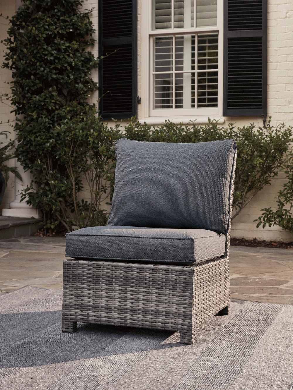 Salem Beach Outdoor Armless Chair with Nuvella Cushion (6628758388832)