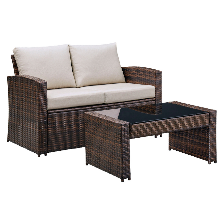 East Brook Outdoor Loveseat with Table (Set of 2) (6628758519904)