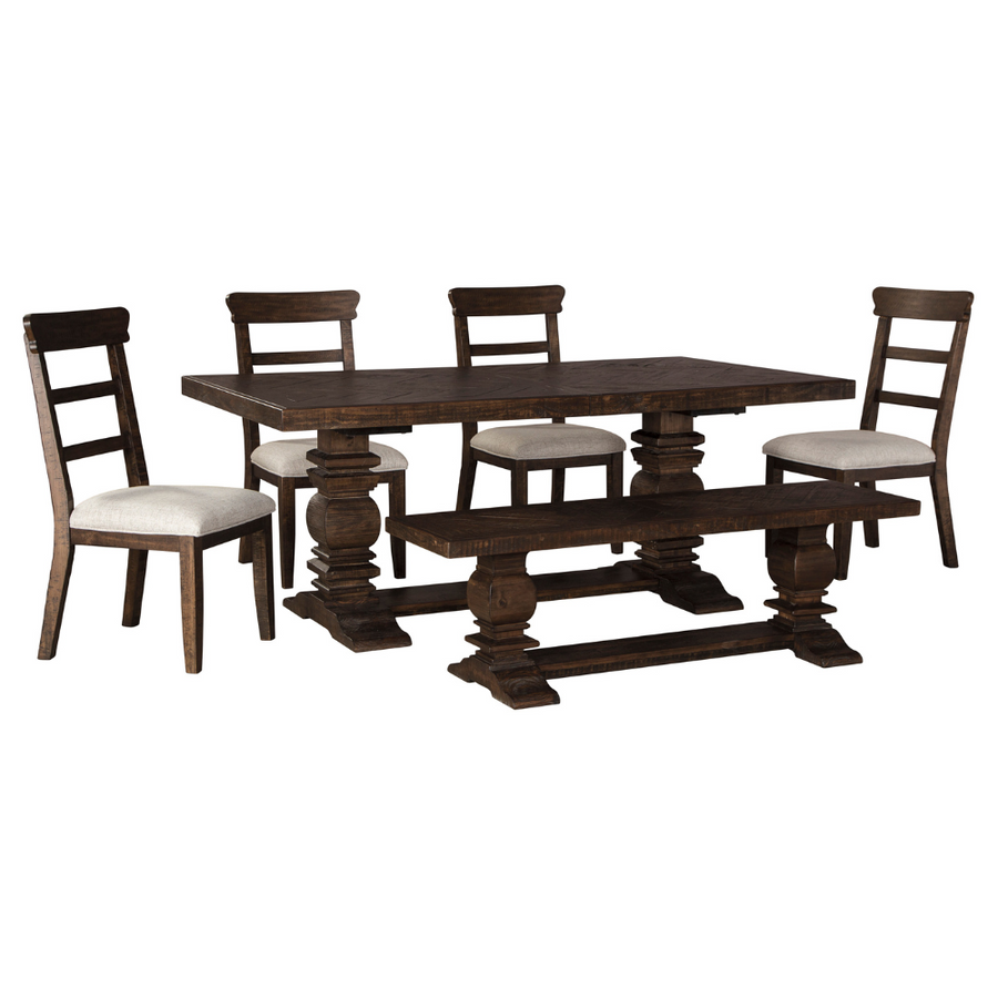 Hillcott Dining Table and 4 Chairs and Bench Set (6560961953888)