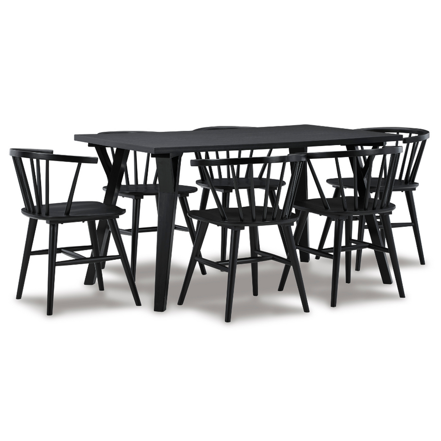 Grannen Black Dining Set (6 Chairs) (6646740123744)