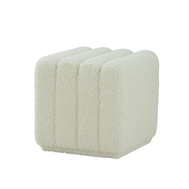 Rolls Bouclé Cream Ottoman