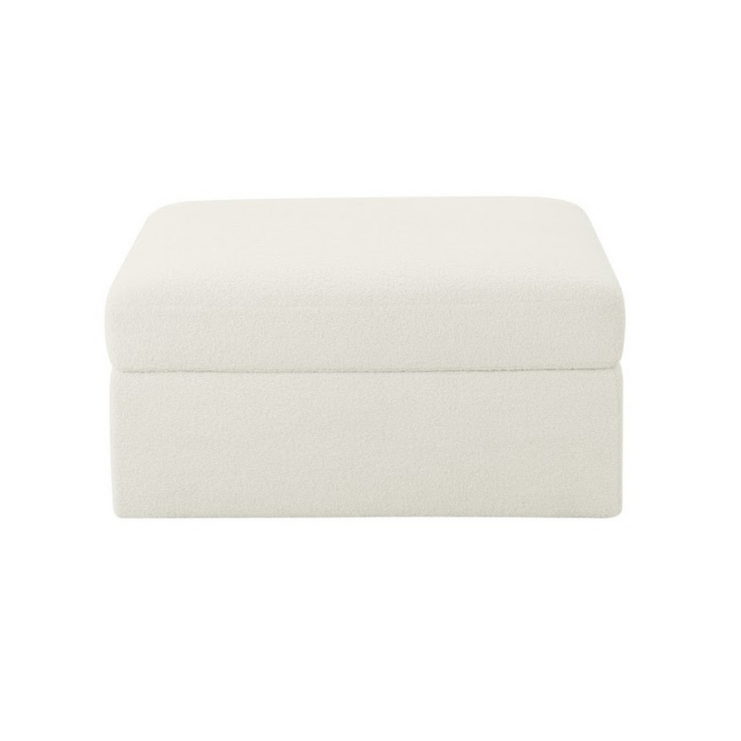 Teddy white boucle ottoman