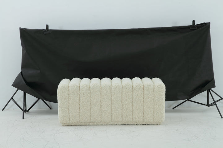 Rolls Bouclé Cream Bench