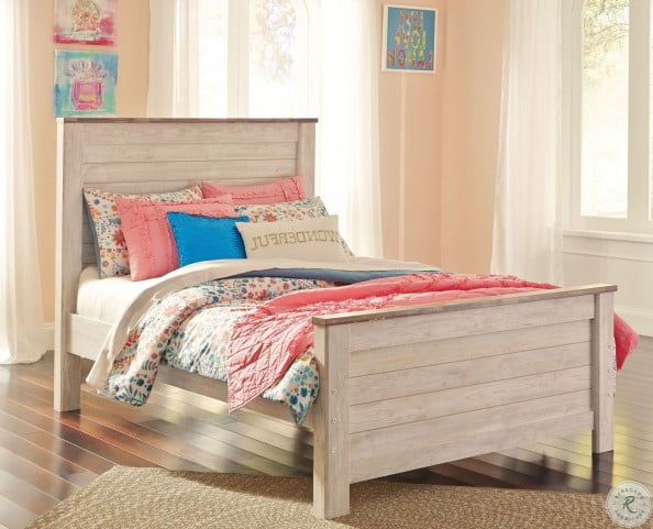 Willowton - Whitewash Twin Panel Bed set (4579537092704)